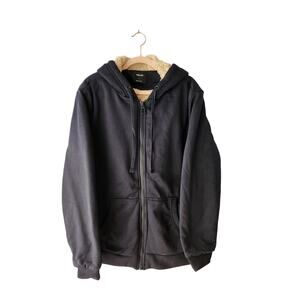 NWOT Euro Joy Men's Fleece Lined Hoodie Black L